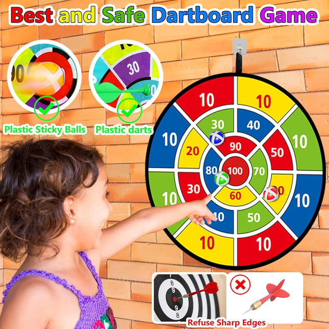 29" Dart Board for Kids Ages 4-8 – Double-Sided with Sticky Balls & Darts, Indoor/Outdoor Fun