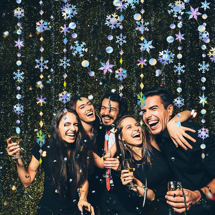 65Ft Winter Wonderland Snowflakes Garland Iridescent Shimmering Snowflake Decorations