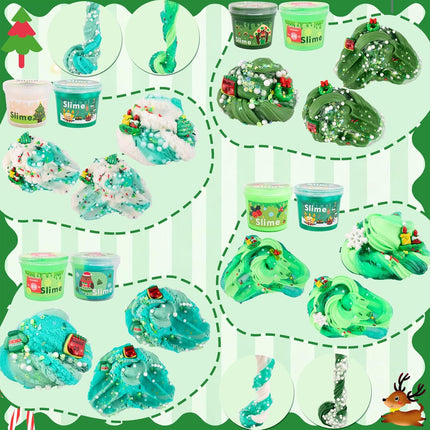 6 Pack Christmas Green Slime – Stocking Stuffers & Xmas Party Favors for Kids