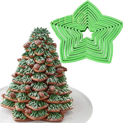 10 Pcs Christmas Gingerbread Star Cutters – 3D Fondant Biscuit Pastry Mold Set