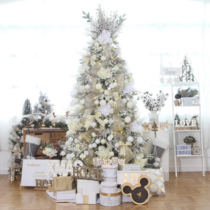 36PCS White Shatterproof Christmas Ball Ornaments – Multi-Size Xmas Baubles