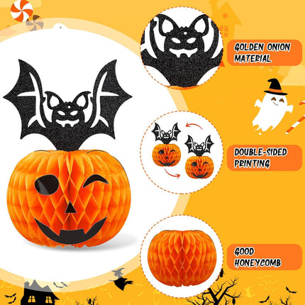 6-Piece Halloween Honeycomb Centerpieces, Pumpkin & Ghost Table Party Decorations