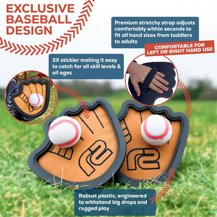 Toss & Catch Ball Game Set with Sticky Balls & Beginner Baseball Glove