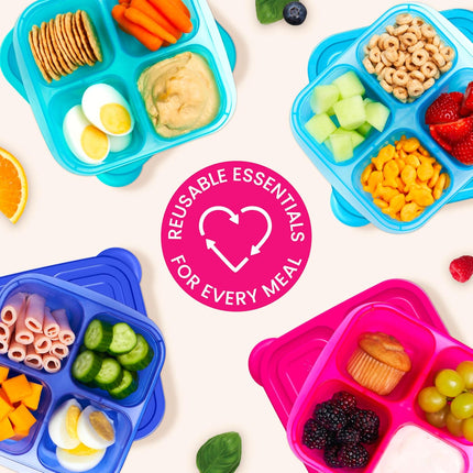 Easyboxes 8-Piece Snack Containers – 4-Compartment BPA-Free Bento Set