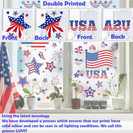 4th of July Window Clings Patriotic USA Stars Independence Day Decor