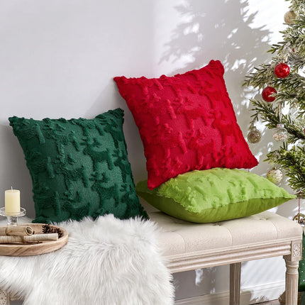 2-Pack Dark Green Christmas Throw Pillow Covers – Reindeer and Winter Holiday Decor