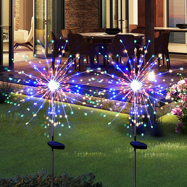2-Pack Solar Garden Lights for Christmas – Waterproof Solar Powered Firework Outdoor Decorations