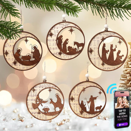 Christian Christmas Ornaments 5PCS – Nativity Decor for Tree, Windows & Gifts