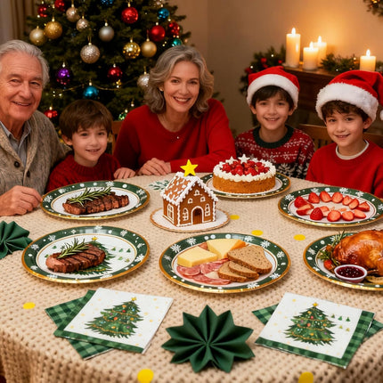 40PCS Christmas Plates & Napkins – Disposable Xmas Tableware for 20 Guests
