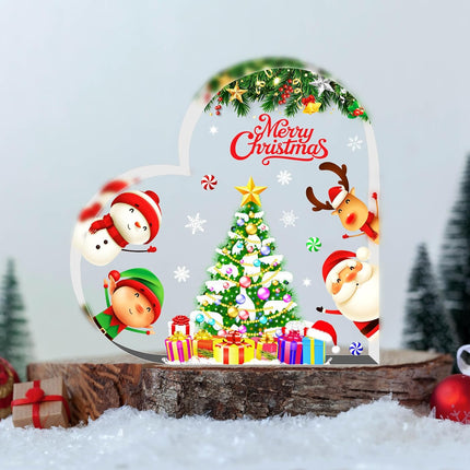 Christmas Indoor Decorations – Heart-Shaped Gifts Table Sign for Mantle & Desk