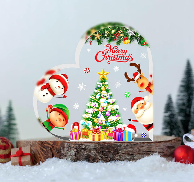 Christmas Indoor Decorations – Heart-Shaped Gifts Table Sign for Mantle & Desk