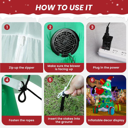 7FT Inflatable Christmas Tree – Outdoor Decoration with Built-in LEDs & Blow-Up Santa