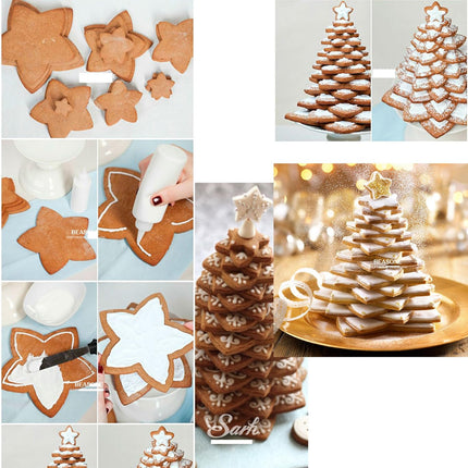 10 Pcs Christmas Gingerbread Star Cutters – 3D Fondant Biscuit Pastry Mold Set
