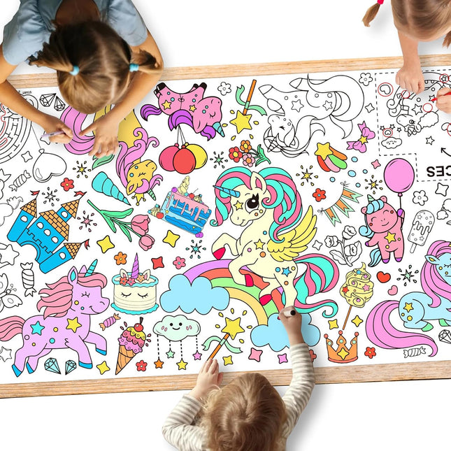 Unicorn Birthday Giant Coloring Poster 31.5x72” – Party or Classroom Decor