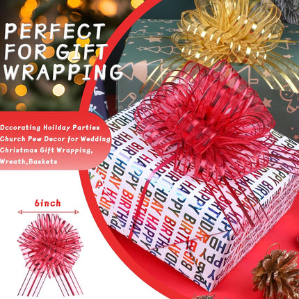 12PCS Mixed Color Pull Bow Ribbons 6 Inch Large Gift Bows for Presents