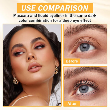6PCS Black Mascara & Eyeliner Set, Waterproof, Smudge-Proof, Volumizing & Lengthening Makeup