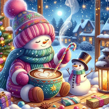 Christmas Snowman 5D Diamond Art Kit Full Round Drill for Adults