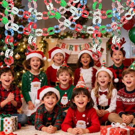 600-Pcs Christmas Paper Chains – Festive Craft Strips for Classroom & Home Decor