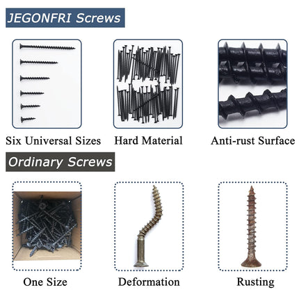 166 pcs Drywall Screws Assortment Kit – High Hardness, Phillips Drive, 6 Sizes