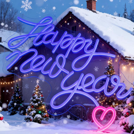 Happy New Year Neon Sign – 16.5×12in USB Powered Wall & Party Decor