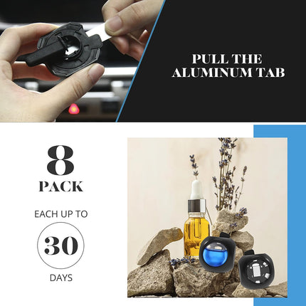 8-Pack Car Air Freshener Vent Clips, 6 Ocean & 2 New Car Scents, Long-Lasting