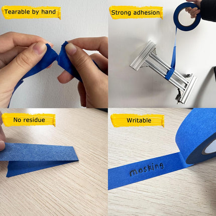 4 Rolls Blue Masking Tape – Premium Painter's Tape for DIY Crafts & Easy Removal