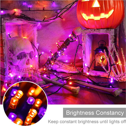 500 LED Halloween Lights, 164FT Purple & Orange Twinkle Lights, 8 Modes, Timer