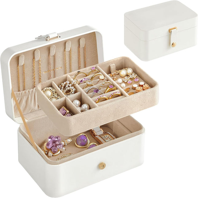 2-Layer Travel Jewelry Organizer – Portable Case for Earrings & Necklaces