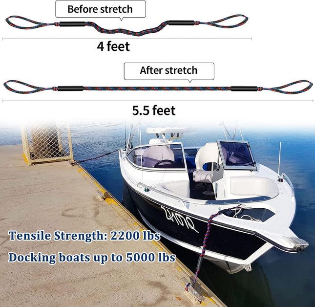 4ft Boat Bungee Dock Lines – Pontoon, Bass Boat & Boating Accessories