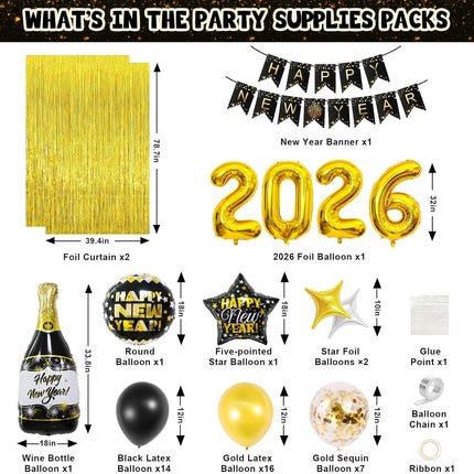 2026 NYE Party Decorations & Supplies Set for Home and Event Celebrations