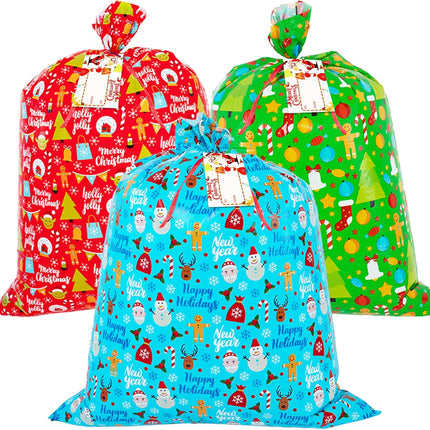 3PCS Large Christmas Gift Bags – 49"x35.5" Reusable Jumbo Xmas Bags