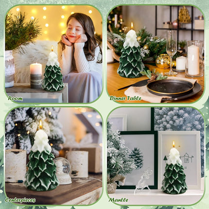 2 PCS Christmas Tree Candles Large Scented Wax Snow Tree Holiday Table Décor