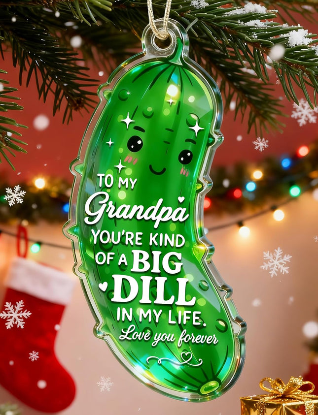Funny Grandpa Pickle Ornament – Crystal Christmas Tree Decoration Gift