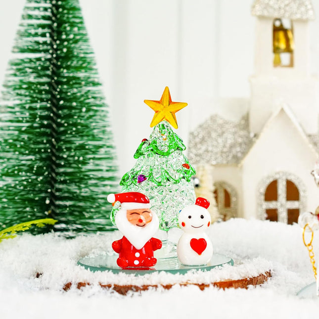 Miniature Glass Christmas Tree – Handmade Multicolor Figurine Decor