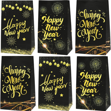12-Piece NYE Gift Bags – Happy New Year Party Favor Bags Set