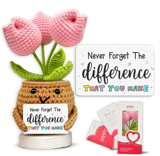 Handmade Positive Tulip Flower Crochet – Inspirational Gift for Women, Teacher, Mom