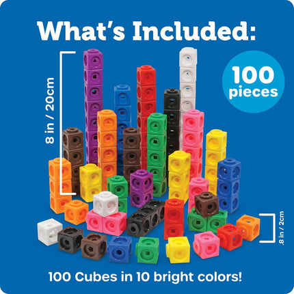 100 MathLink Cubes Set STEM Activities Math Manipulatives Homeschool Kids