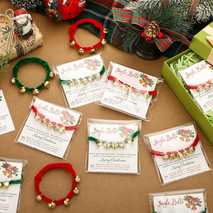 48 Sets Christmas Bell Bracelets – Bulk Pack with Cards & Christmas Pipe Cleaners Craft Kit
