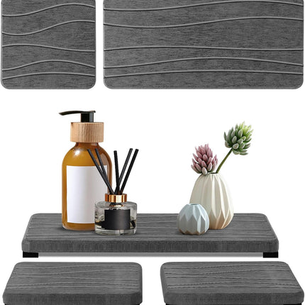3-Piece Diatomite Stone Soap Tray Set Fast-Drying Water Absorbent Sink Counter Mats