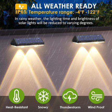 8 Pack Solar Fence Lights Outdoor IP65 Waterproof 3 Colour Modes 2700K 4000K 6000K