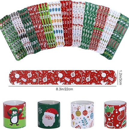 48-Piece Christmas Slap Bracelets Festive Xmas Party Favors & Decorations