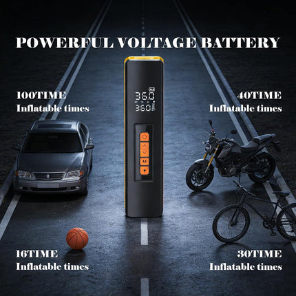 5X Faster Portable Tire Inflator, Cordless Air Compressor with Powerful Battery, Yellow