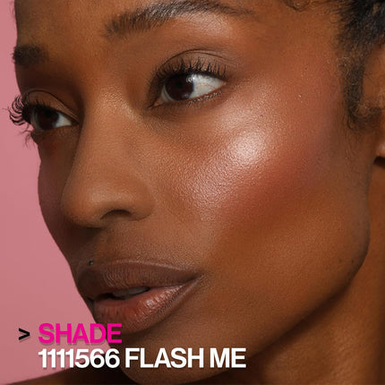 MegaGlo Blushlighter Blendable Blush & Highlighter, Shimmery Metallic Finish, Flash Me