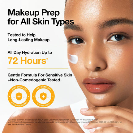 Zero-Cast Moisturizing Sunscreen SPF 50 1.69oz, Hyaluronic Acid Niacinamide Face Glow