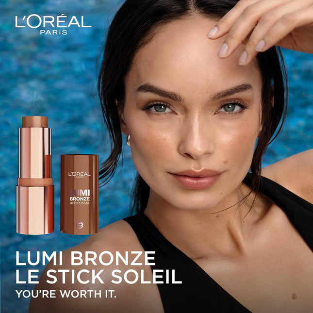 Lumi Bronze Le Stick Soleil Bronzer Stick, Cream-to-Powder Sunkissed Glow, 100 Rosé