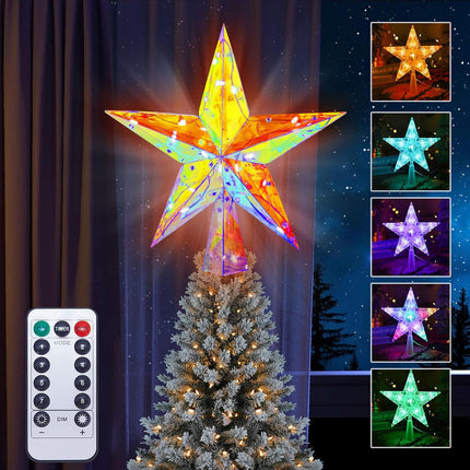 LED Christmas Tree Topper Star 11.8" – Multicolor Lighted Xmas Decor