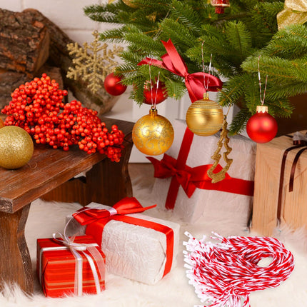 300PCS Red and White Christmas Ornament Ribbon Hangers with Snap Fasteners