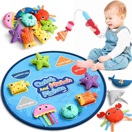 Montessori Cloth Fishing Toy – Color & Shape Learning for 6–18 Month Babies