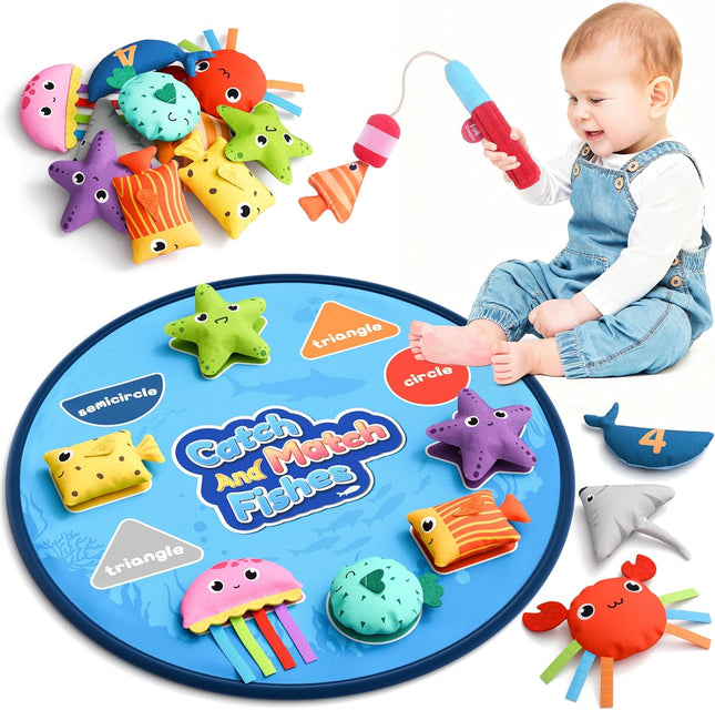 Montessori Cloth Fishing Toy – Color & Shape Learning for 6–18 Month Babies