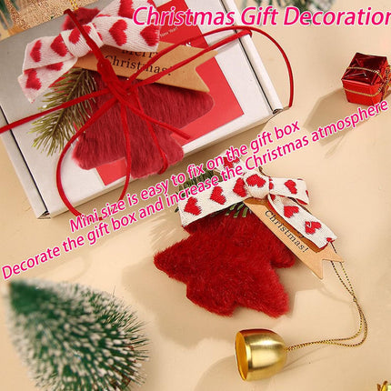 Christmas Plush Tree Ornaments – Cute Fuzzy Hanging Pendant with Gold Bell